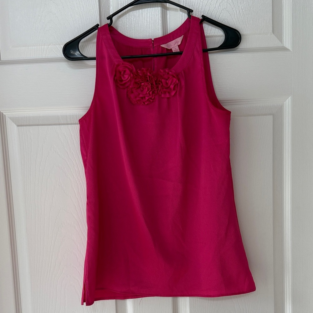 Lilly Pulitzer Fuchsia Tank Top with Floral Detail
